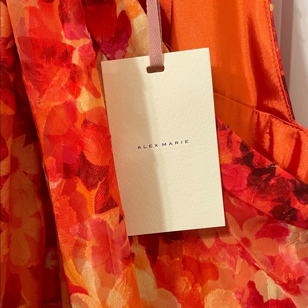 Alex Marie Floral Dress - Orange and Red 18W NWT - Picture 3 of 5